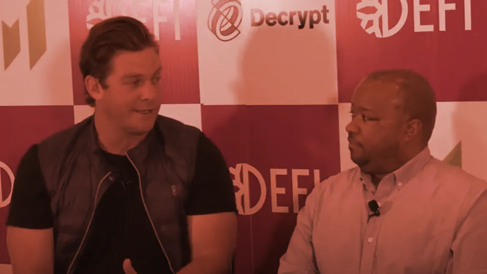 Decrypt reporter Jason Nelson speaking with Michael Anderson of Framework Ventures at Mainnet 2022.