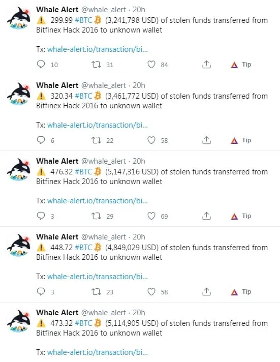 Bitcoin hacked from Bitfinex, worth $28 million, starts moving