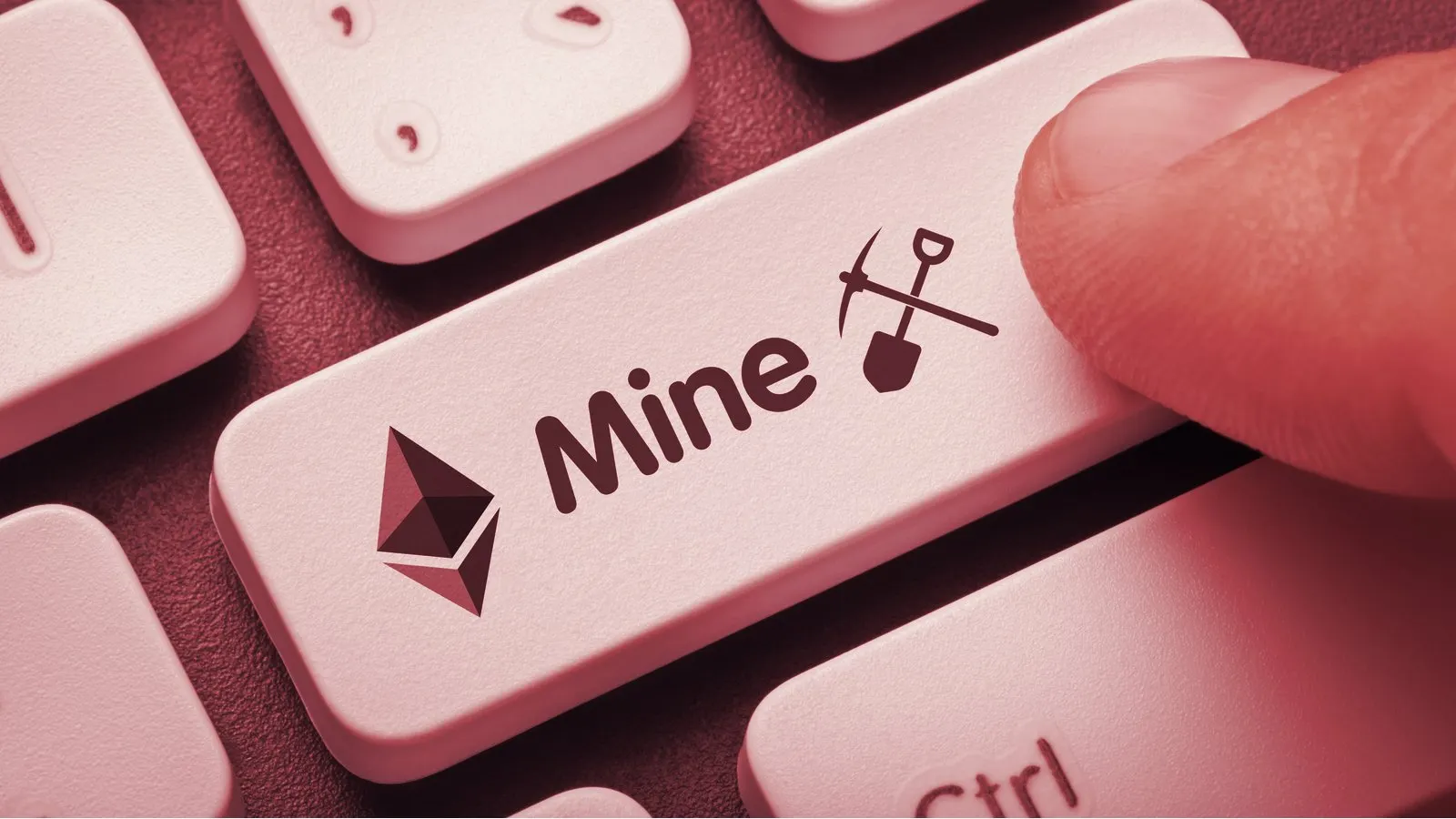 Ethereum mining button on keyboard. Image: Shutterstock