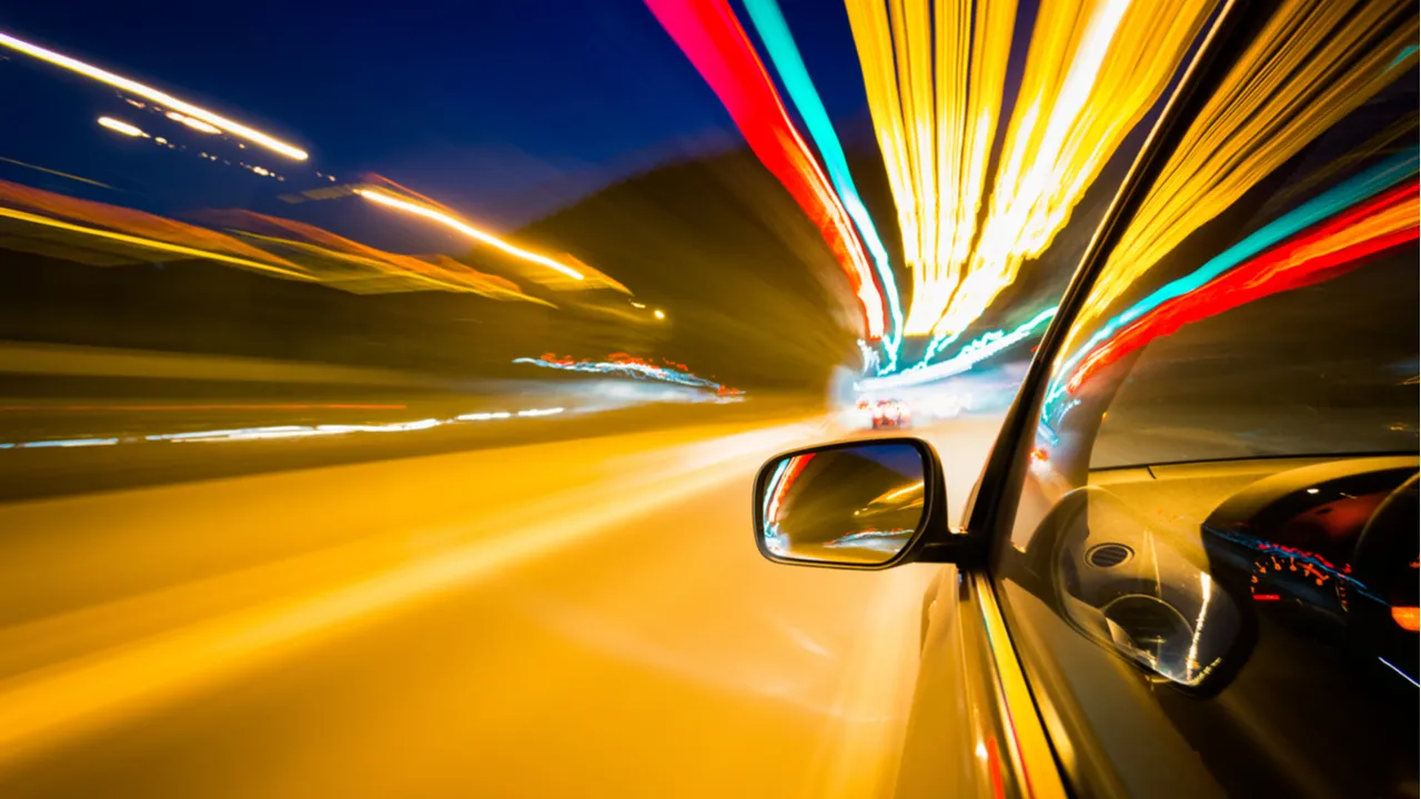 Car moving fast time lapse photography