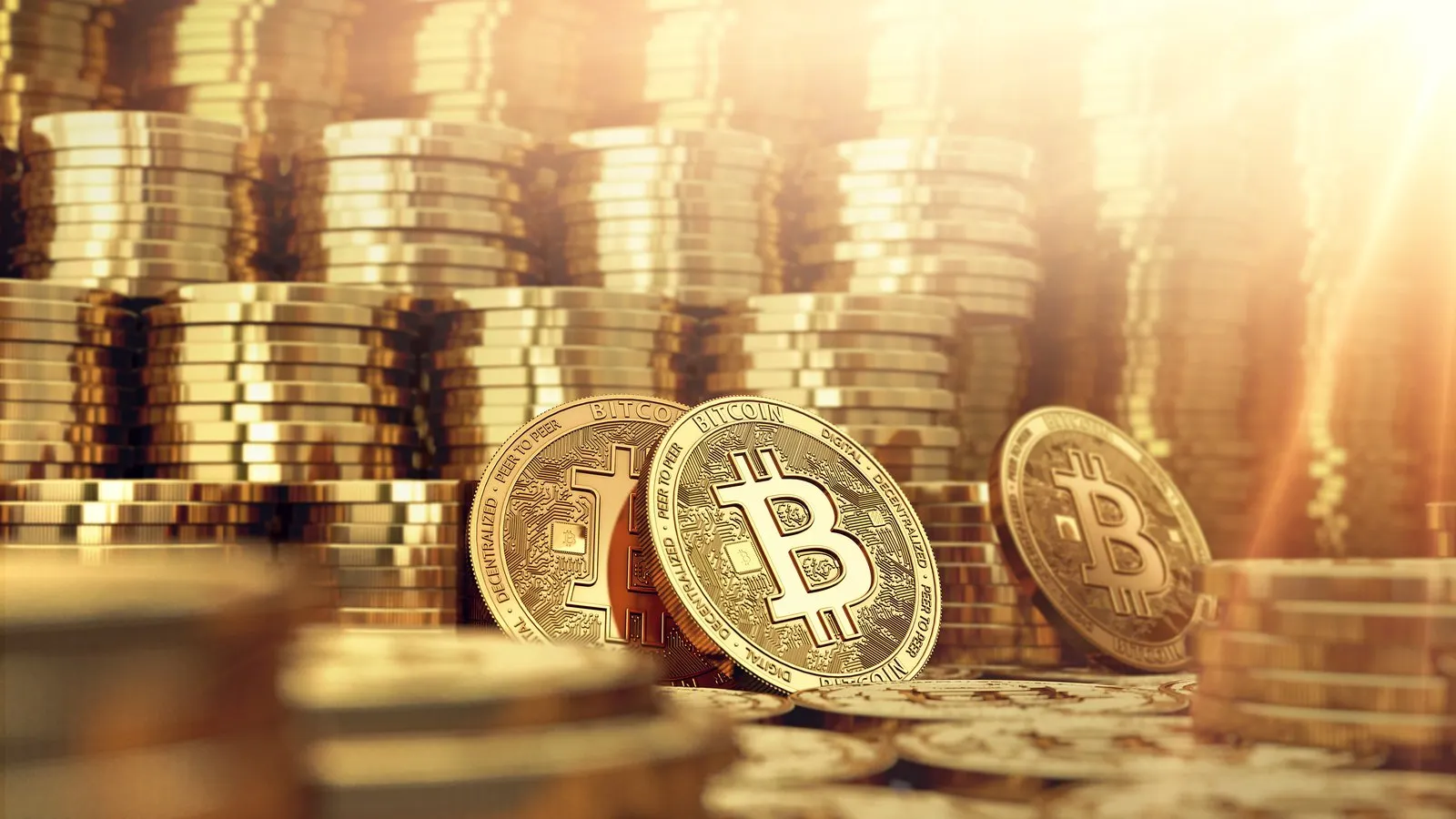 Big stacks of Bitcoin. Image: Shutterstock