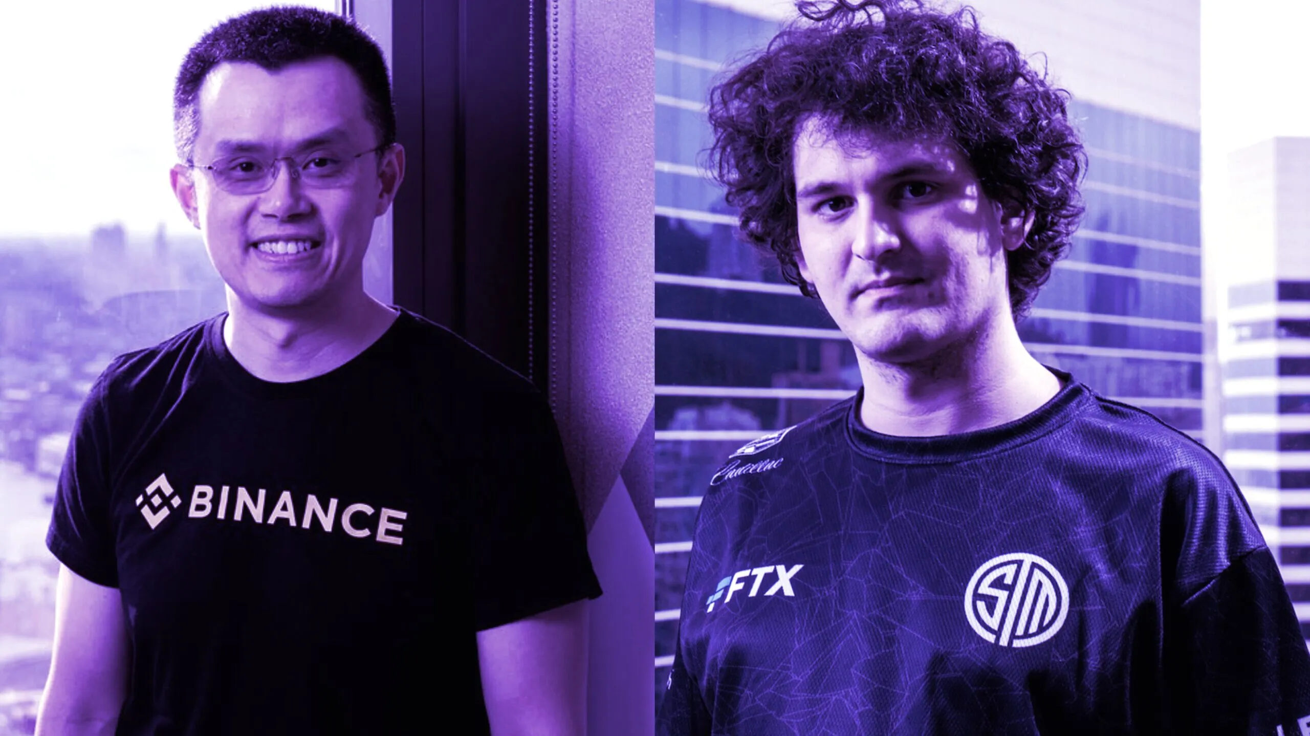 Binance CEO Changpeng Zhao (L); FTX CEO Sam Bankman-Fried. (Images via Binance/FTX)