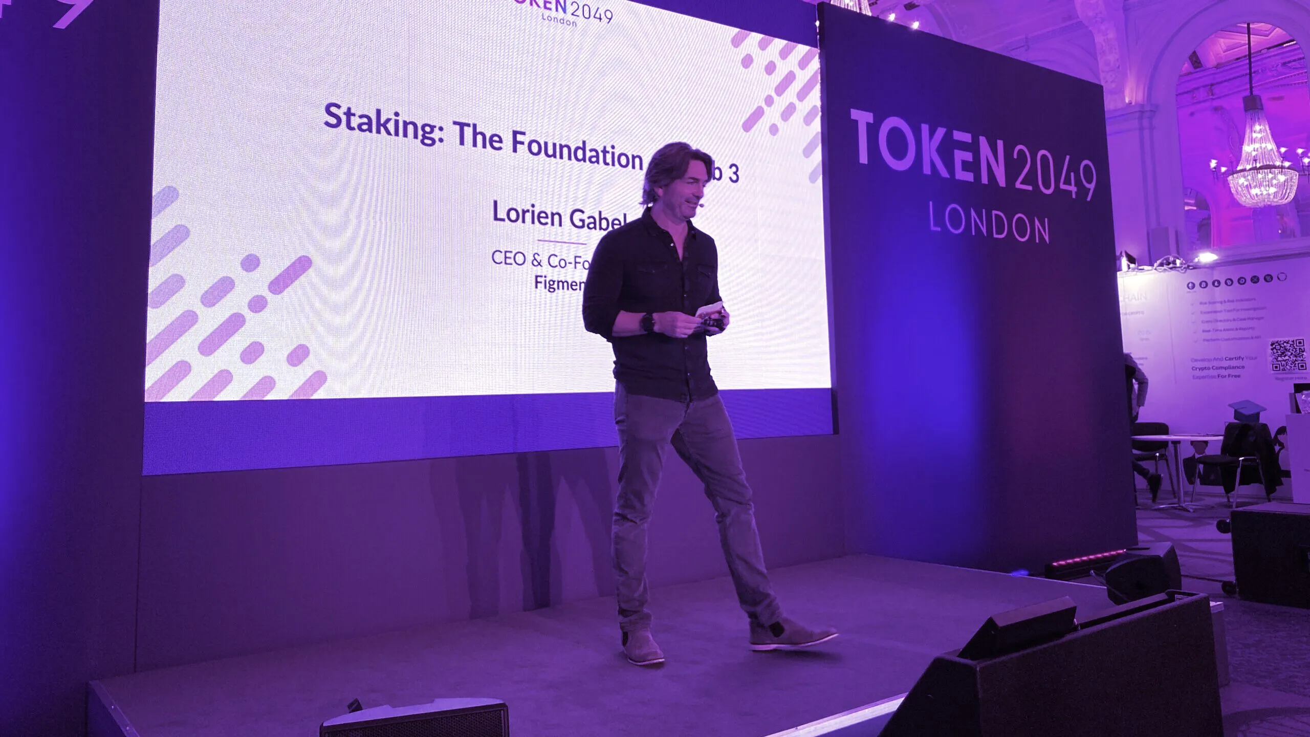 Figment CEO Lorien Gabel at Token2049. Image: Decrypt