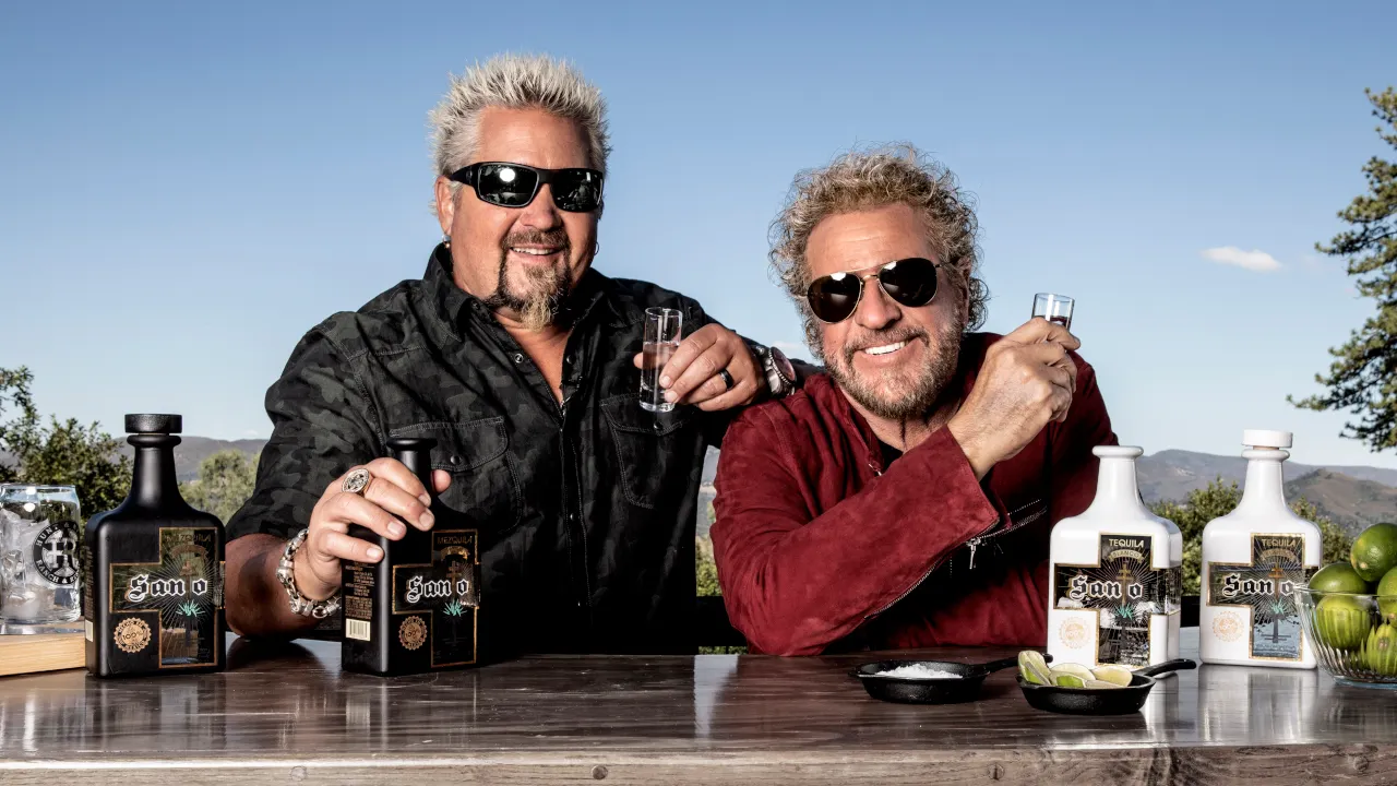 Santo Spirits co-founders Guy Fieri (left) and Sammy Hagar. Image: Santo Spirits