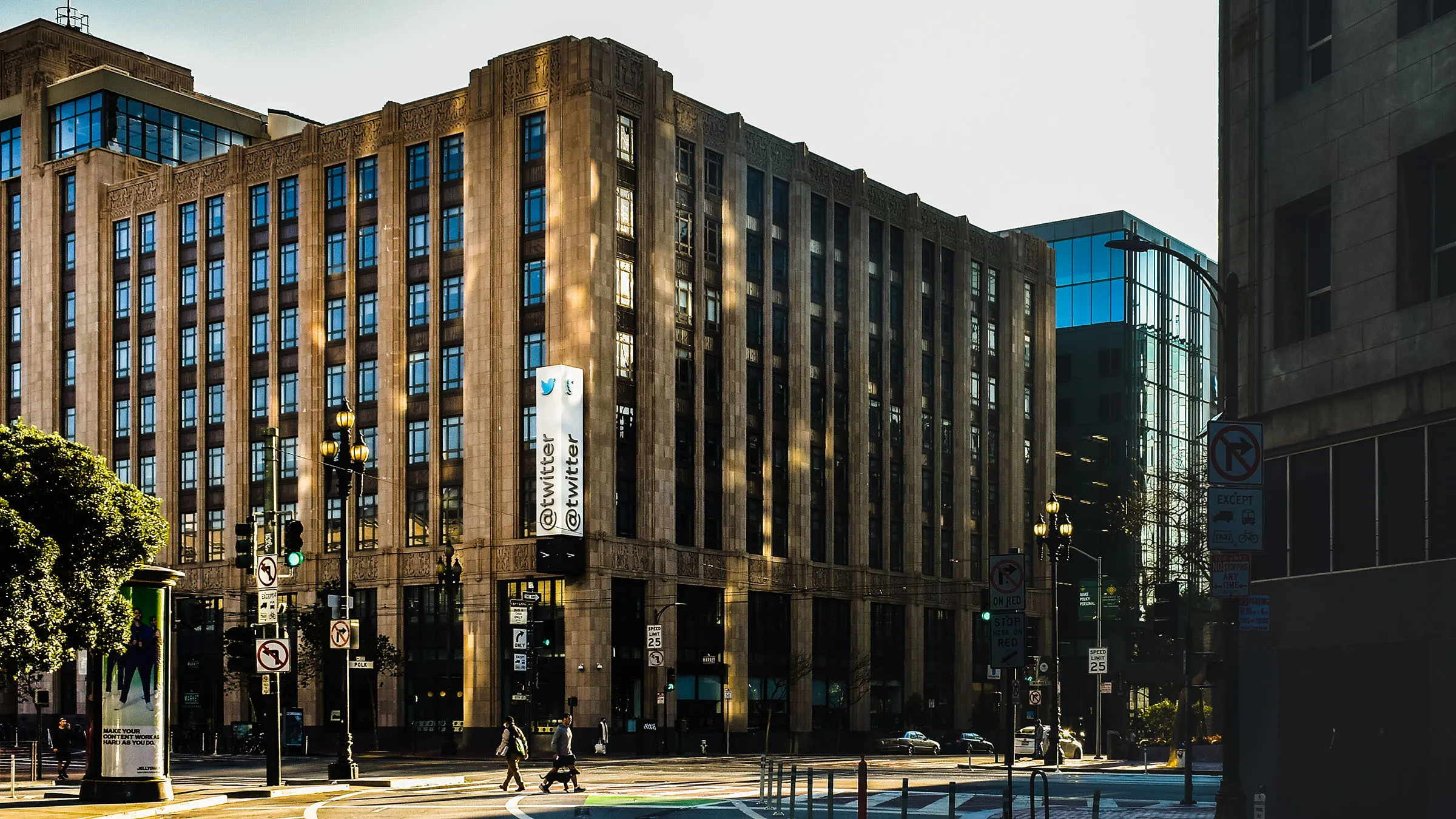Twitter's pre-X San Francisco Headquarters on Market Street in San Francisco in 2022. Image: Takako Phillips/Shutterstock