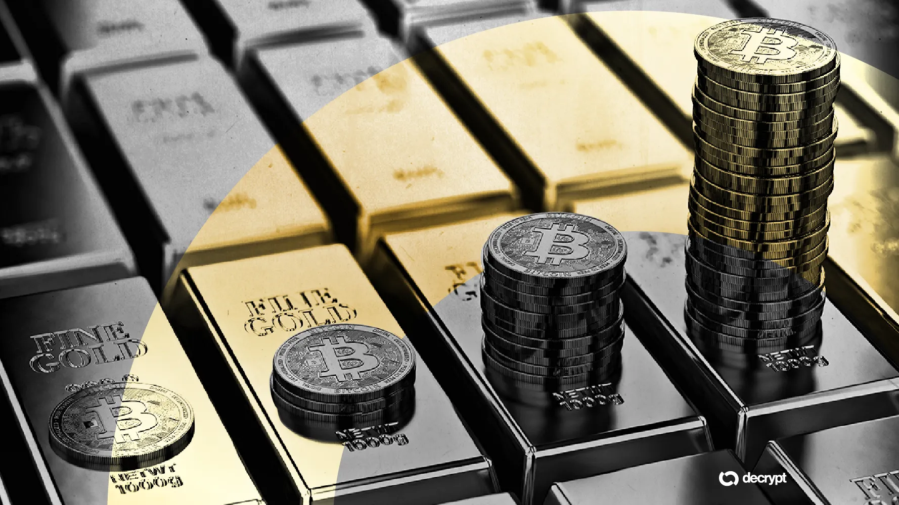 Bitcoin and gold. Image: Shutterstock/Decrypt