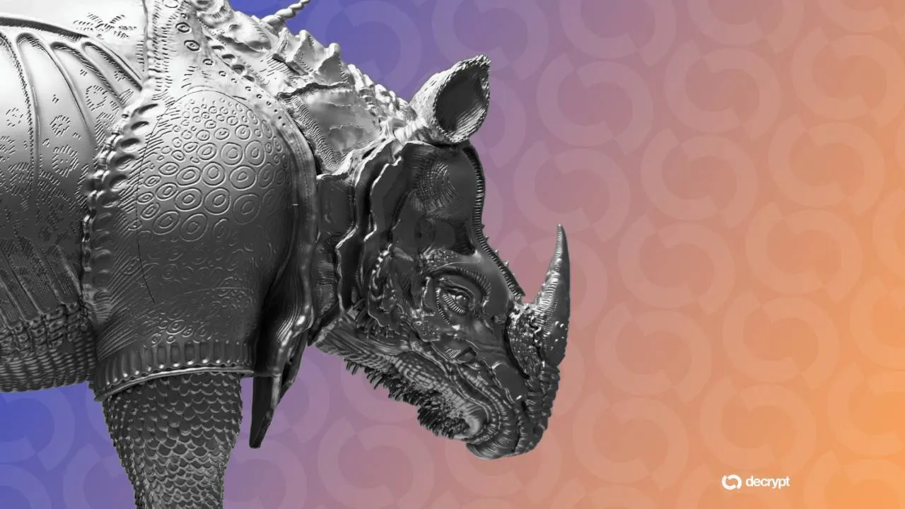 Silver sculpture based on Albrecht Dürer's "Rhinoceros." Image: Asprey Studio/British Museum/Decrypt