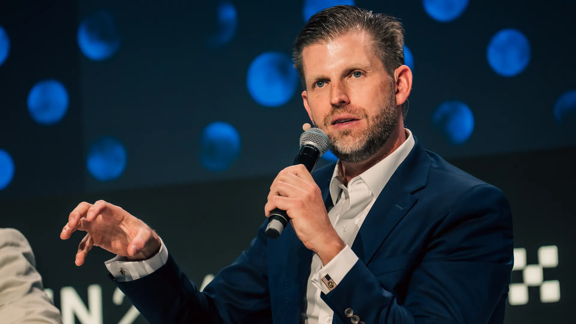 Eric Trump onstage at Token2049 Dubai 2025. Photo: Token2049