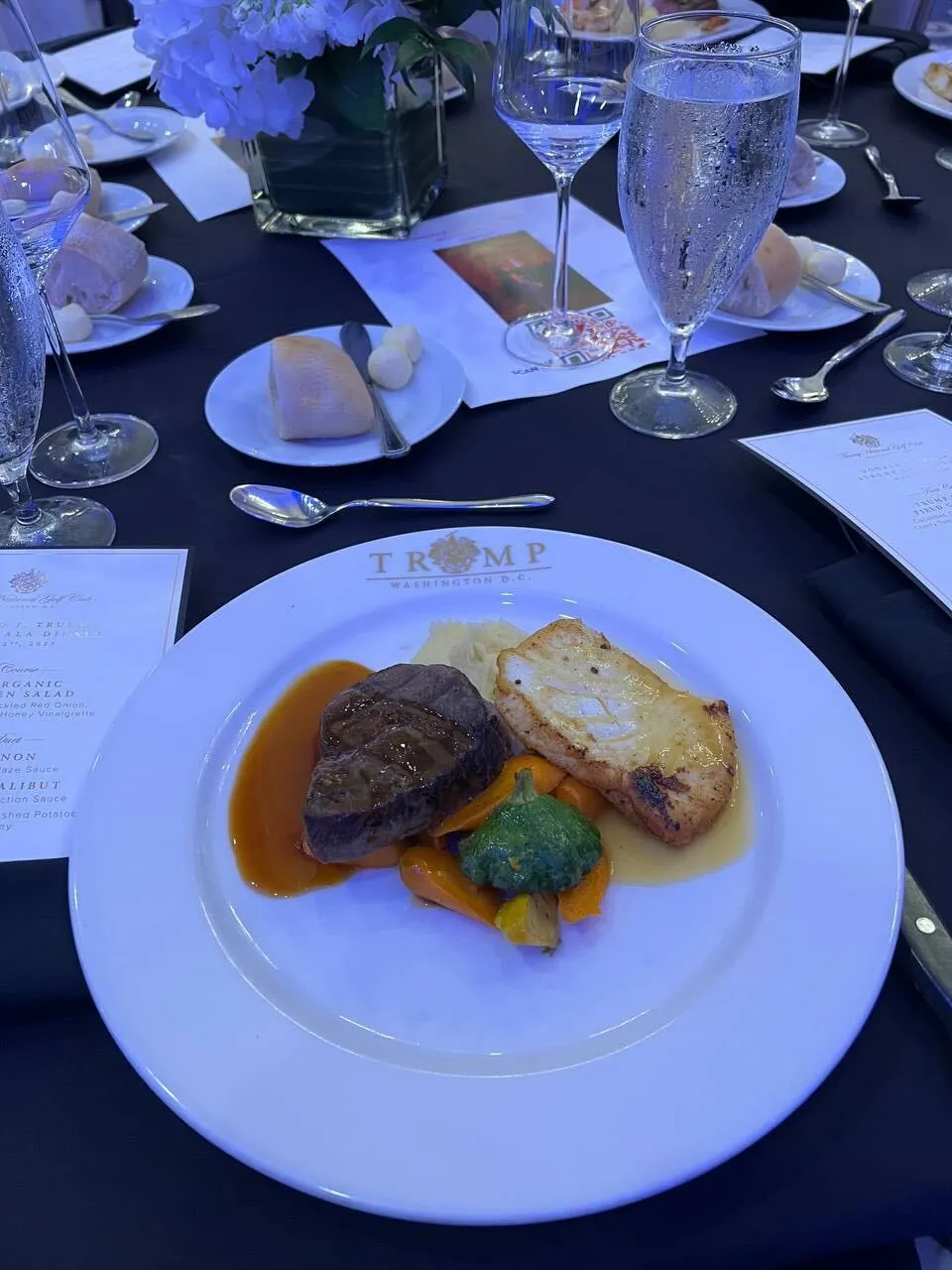 The steak at the Trump crypto dinner. Photo: Nicholas Pinto
