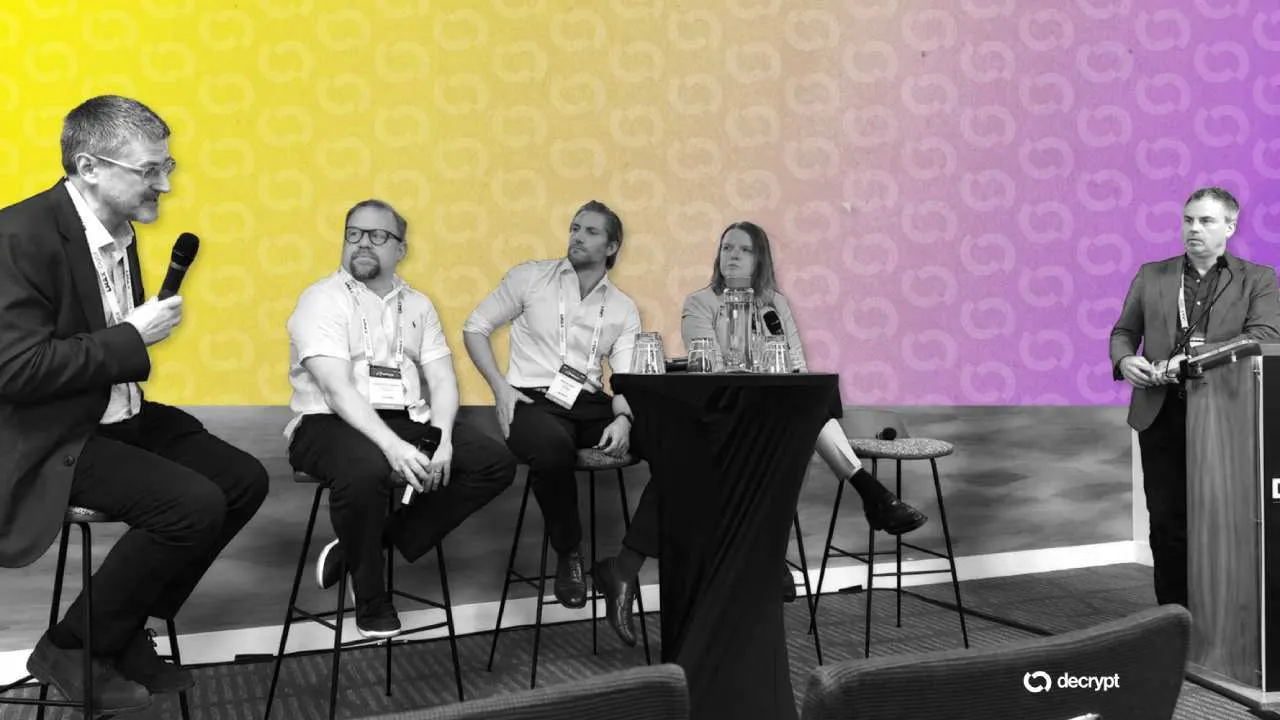 (L–R) Harald Egger, Townsend Lansing, Andrew Gibb, Dovile Silenskyte, Eric Balchunas. Image: Decrypt