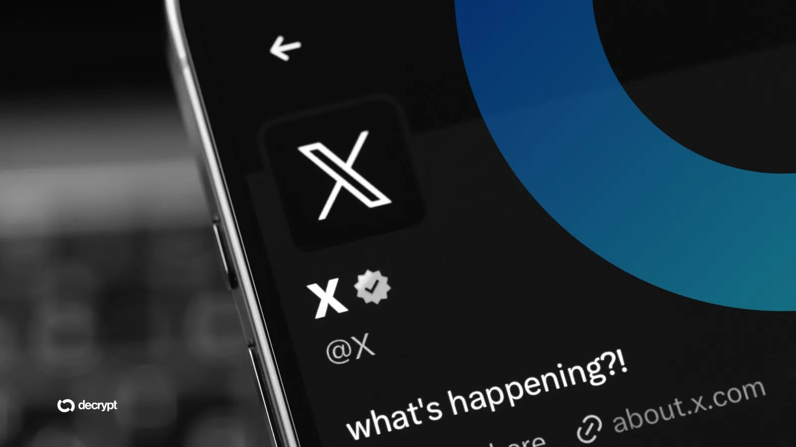 Twitter X account mobile app on a screen smartphone iPhone. Image: Shutterstock/Decrypt