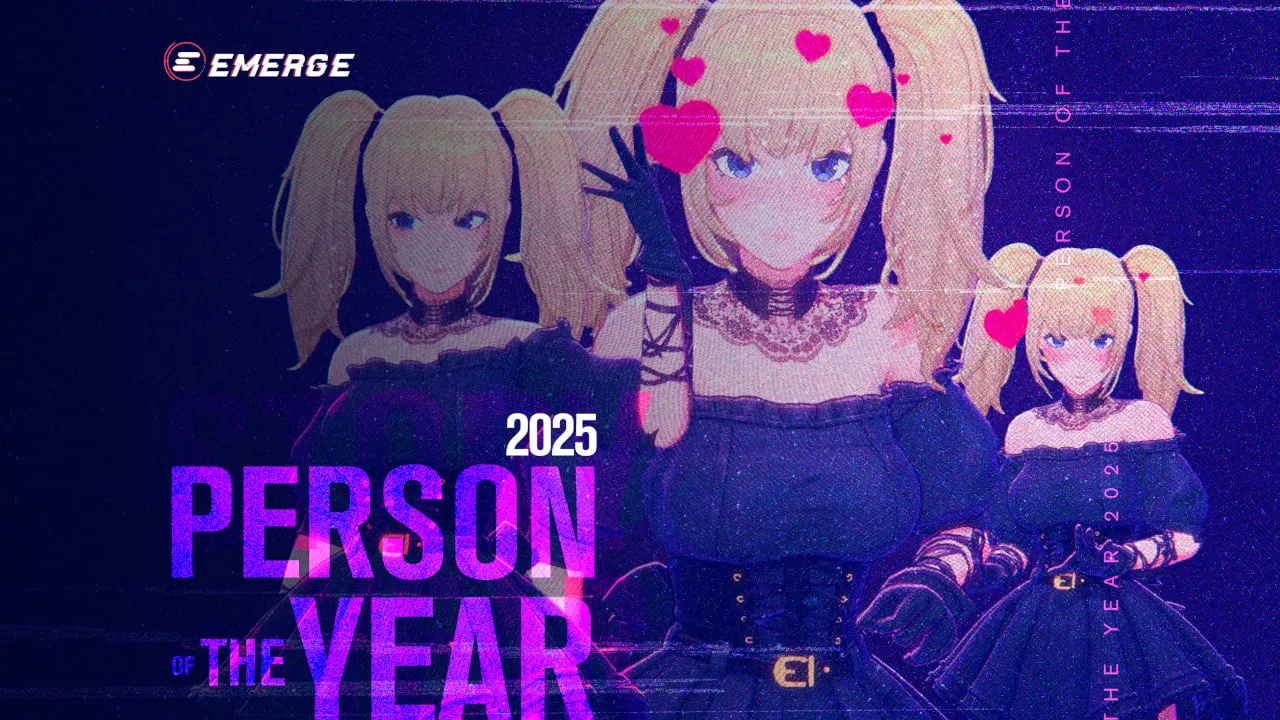 Emerge's 2025 "Person" of the Year: Ani, the Grok AI Chatbot. Image: Ani/Decrypt