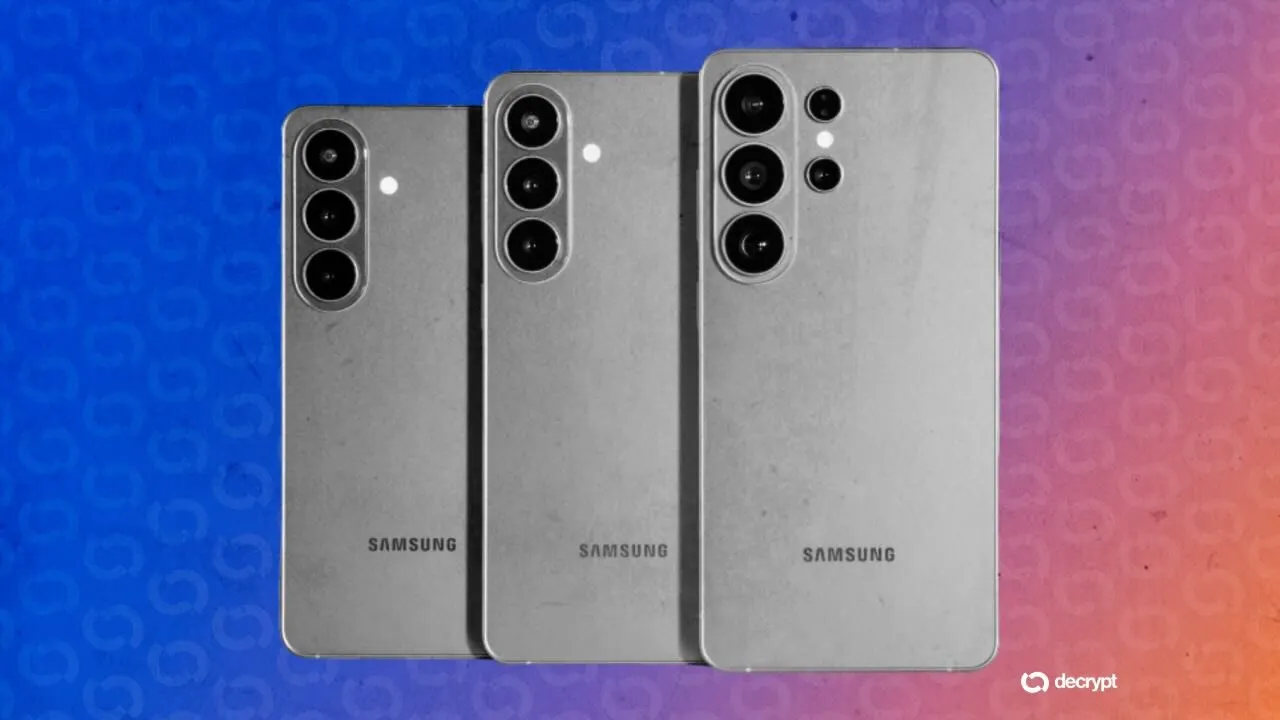 The Samsung Galaxy S26 line. Image: Decrypt/Samsung