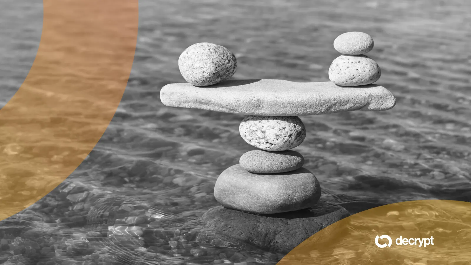 Symbolic scale of the stones on sea background. Image: Shutterstock/Decrypt